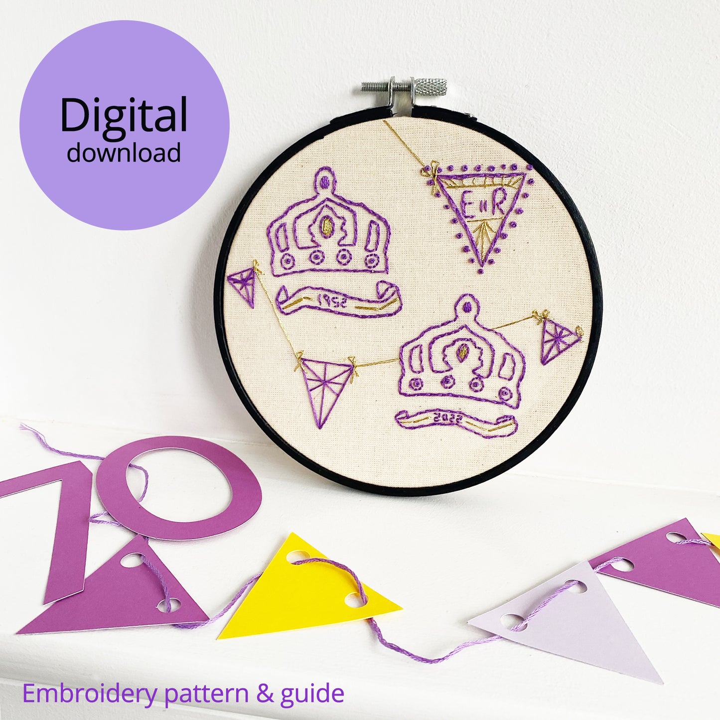 Platinum Jubilee Embroidery Pattern - Digital Download