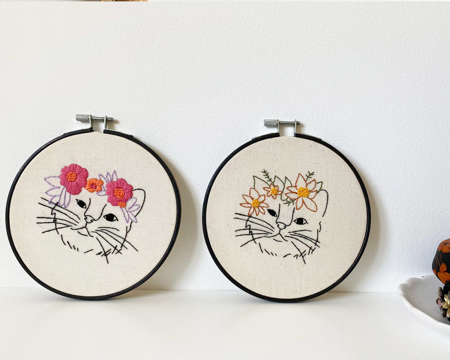Duo of Cats Embroidery Kits
