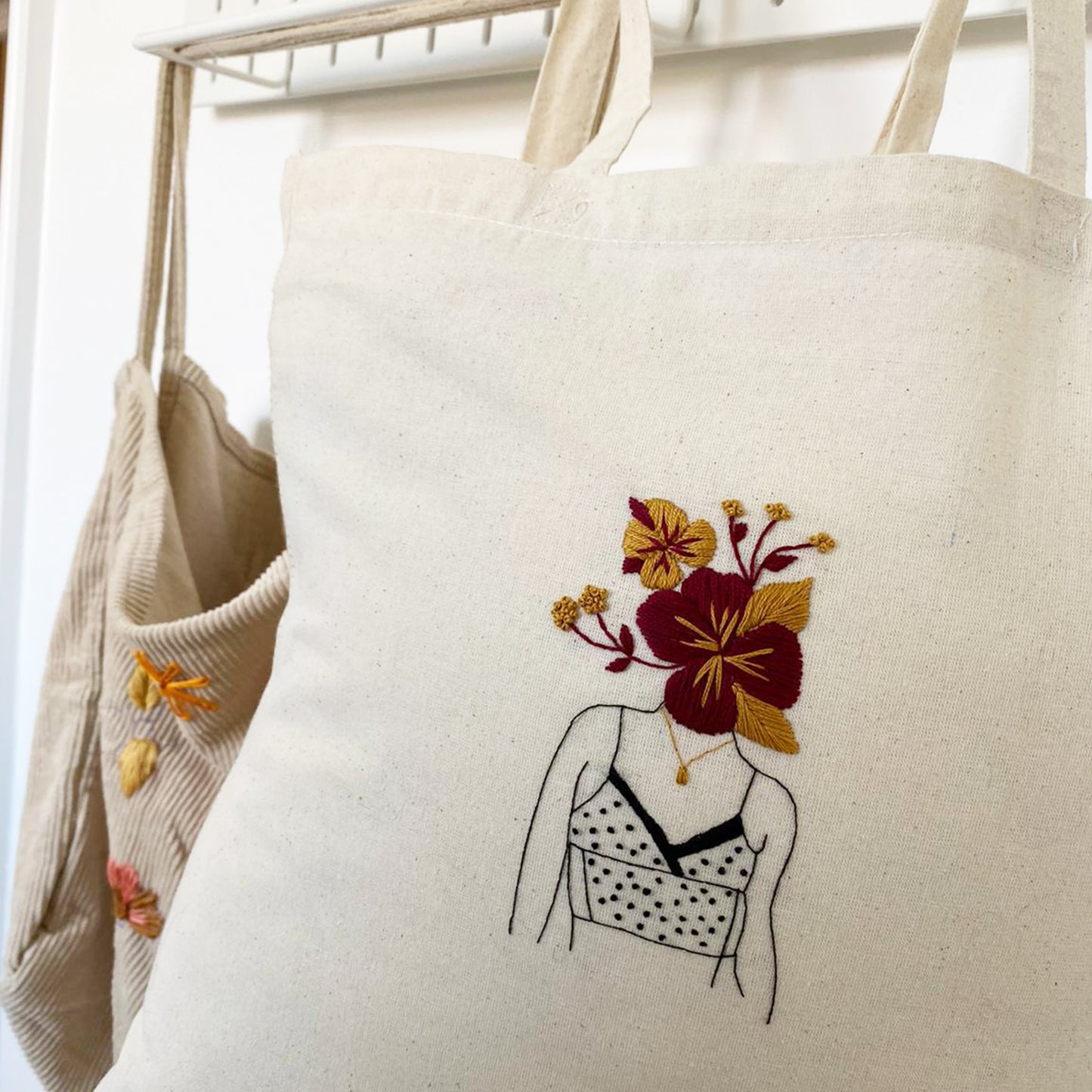Female Embroidered Tote Bag