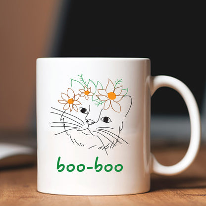 Personalised Flower Crown Cat Mug