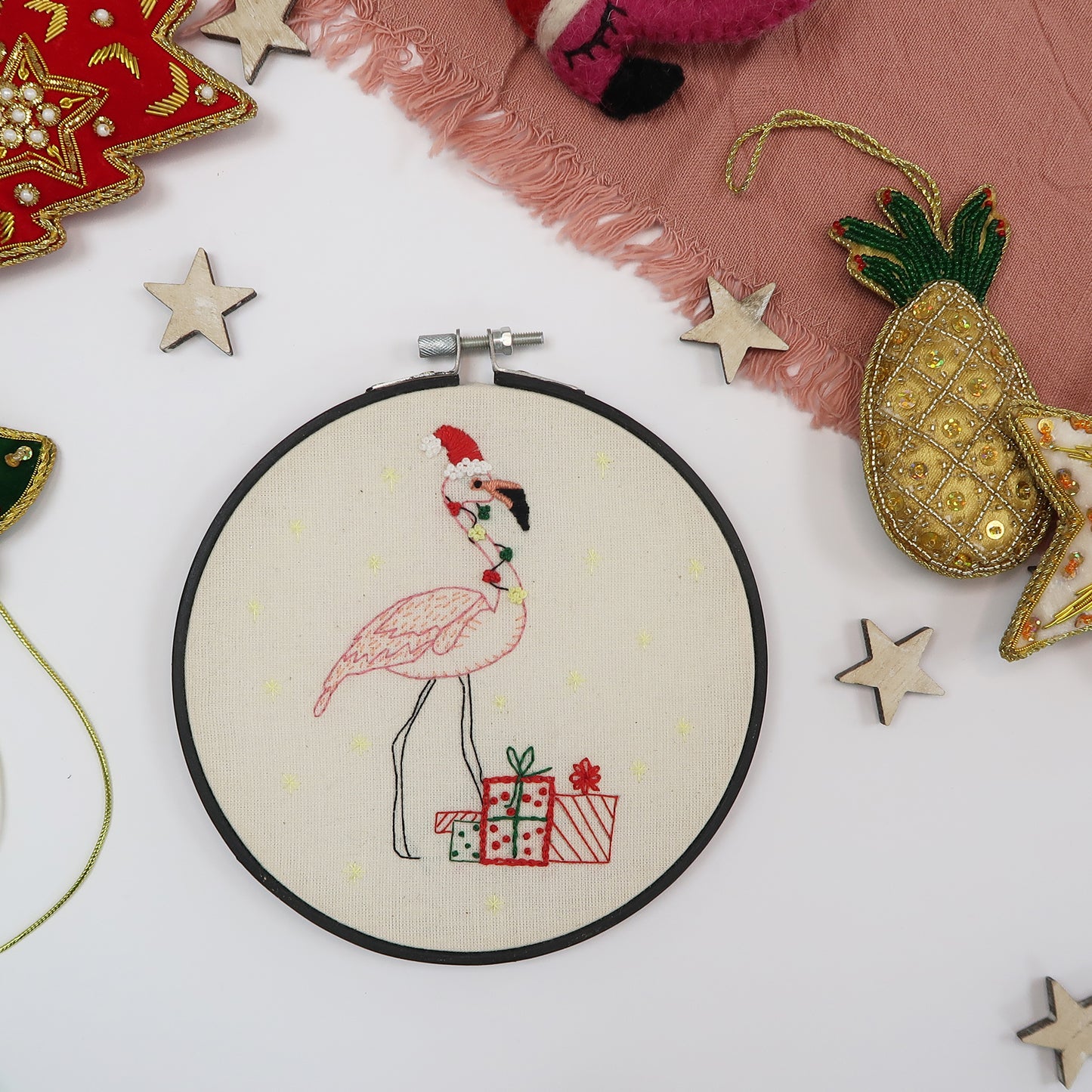 Festive Flamingo Embroidery Kit