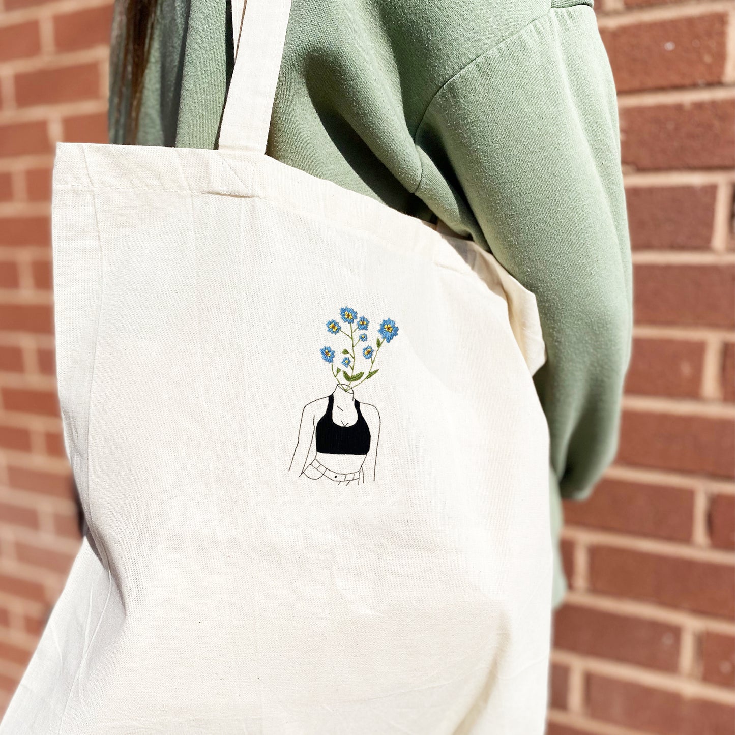 'Forget me Not' Machine Embroidered Tote Bag