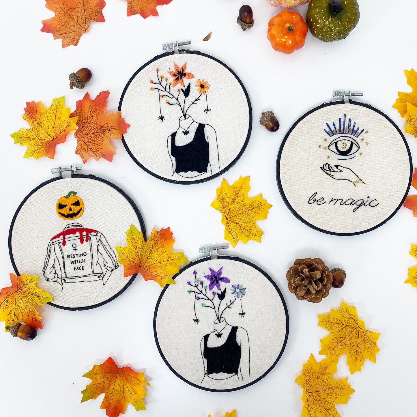 Resting Witch Face - Halloween Embroidery Kit
