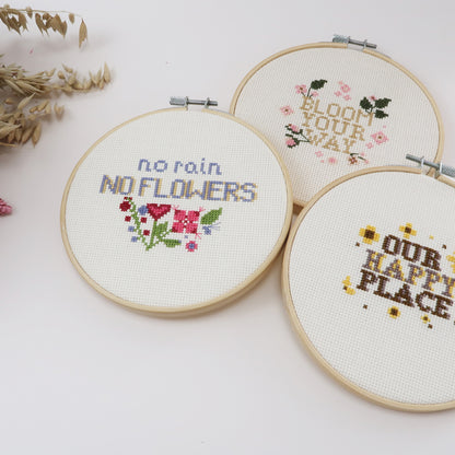 No Rain No Flowers Cross Stitch Kit