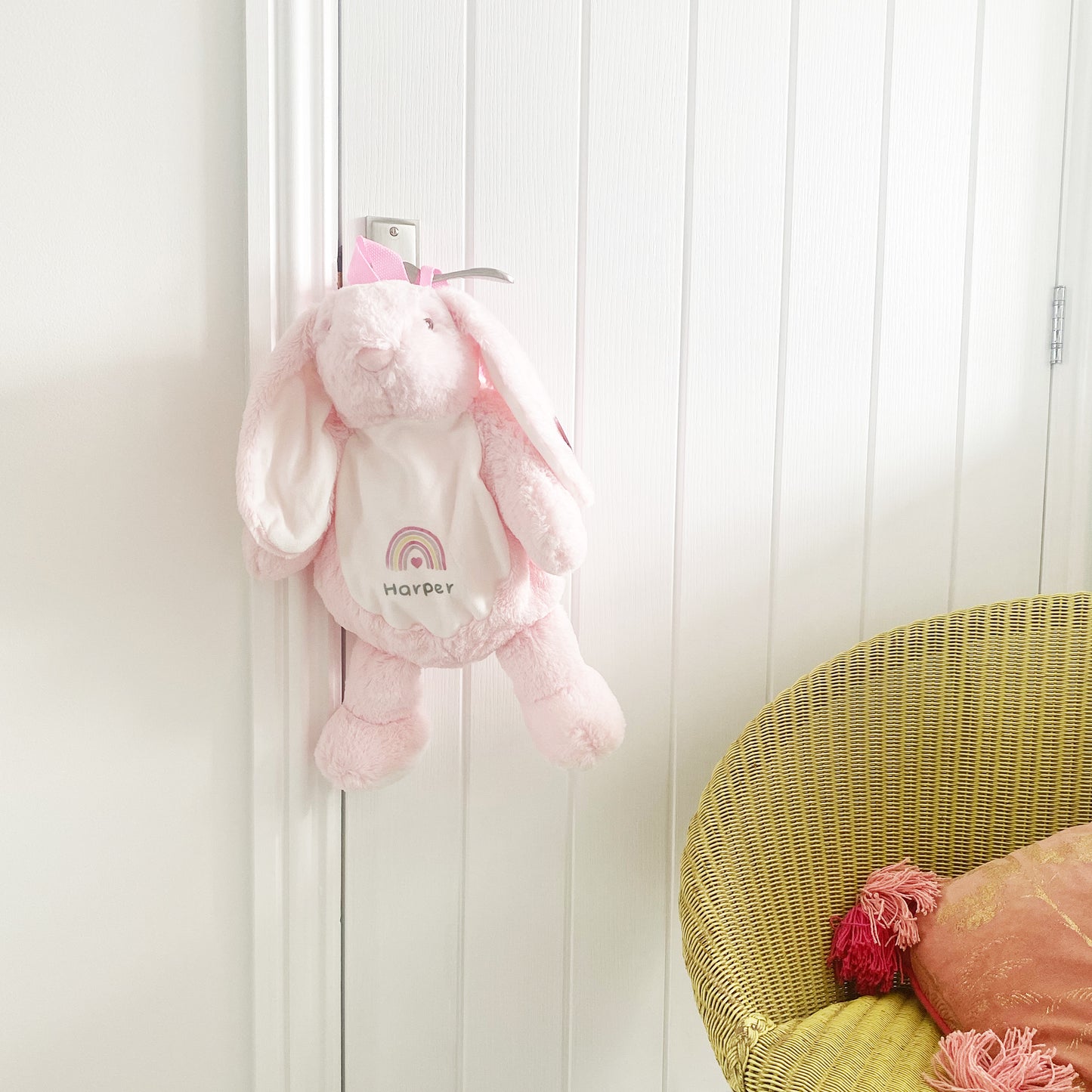 Pink Bunny Personalised Zipped Backpack