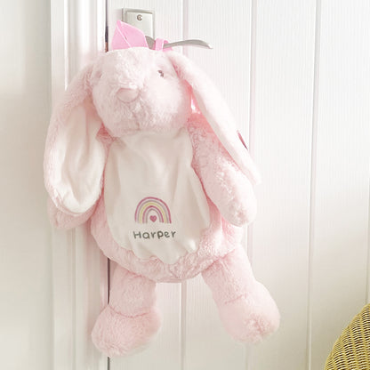 Pink Bunny Personalised Zipped Backpack