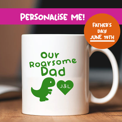 Personalised 'Roarsome' Dad Father's Day Dinosaur Mug