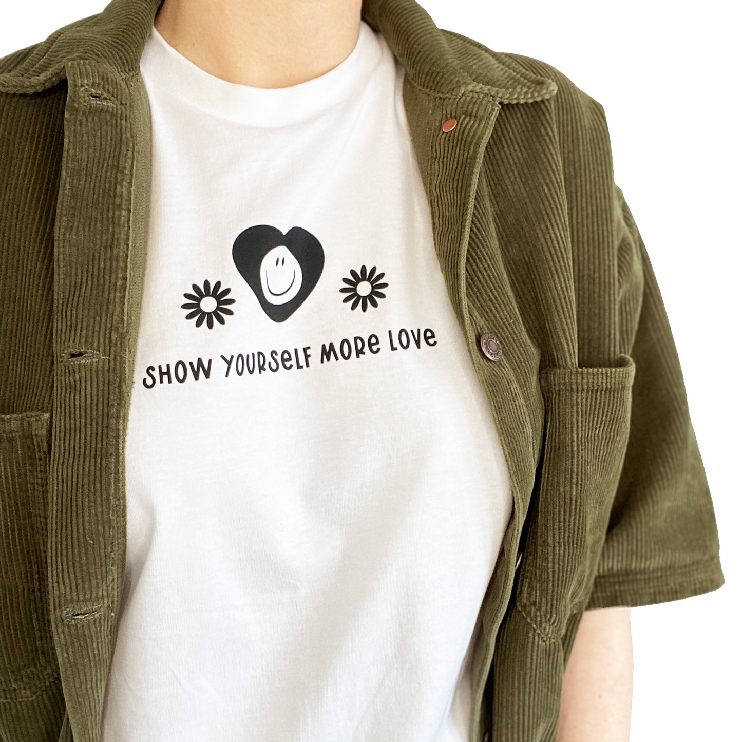 'Show Yourself More Love'  graphic tee in white