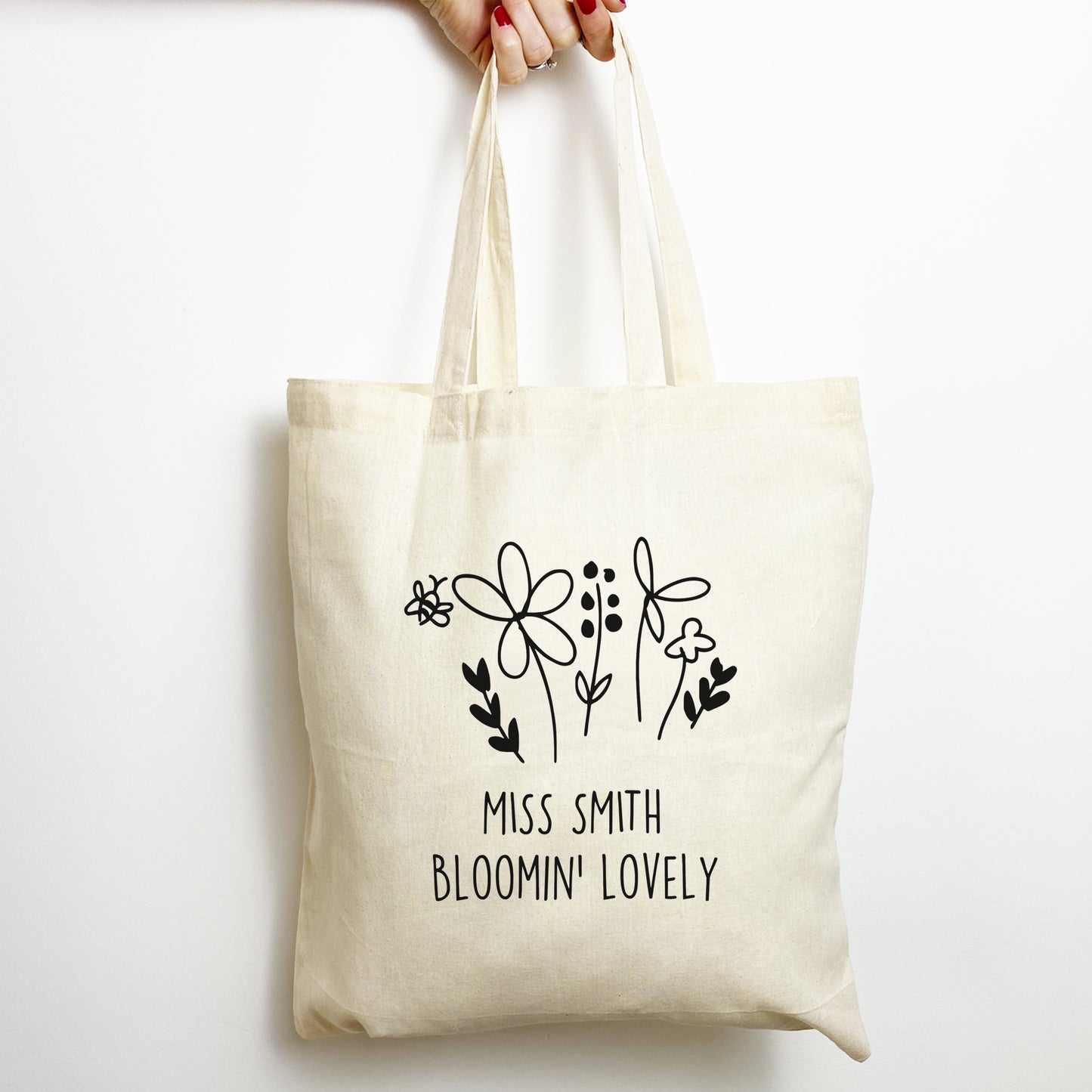 Personalised Bloomin' Lovely Teacher Tote Bag